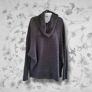 Apt. 9 | Oversized Black/Silver Open Knit Cowl Neck Tunic Sweater
